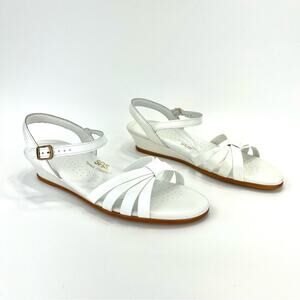 SAS Tripad Comfort Low Wedge Sandal Mismatch Size 9 White Patent Leather Padded